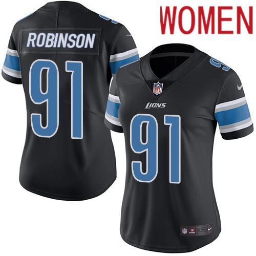 Cheap Women Detroit Lions 91 AShawn Robinson Nike Black Vapor Limited NFL Jersey